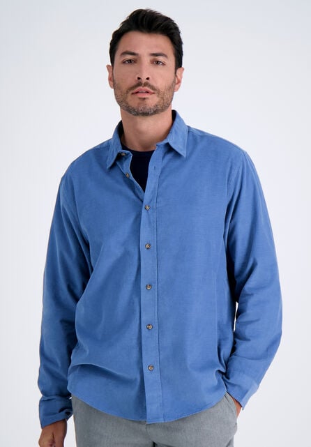 Long Sleeve Corduroy Shirt, Medium Blue
