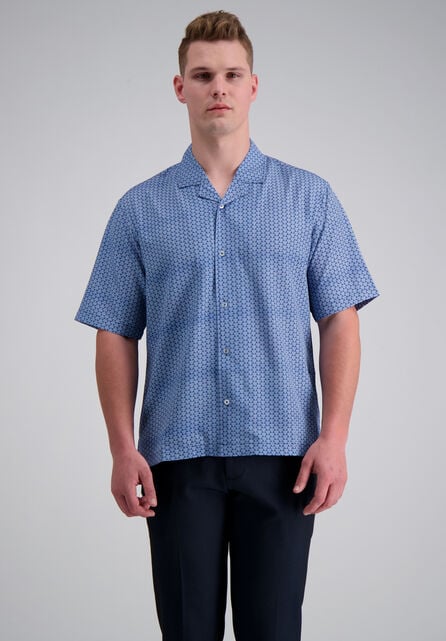 Short Sleeve Camp Shirt, Blue