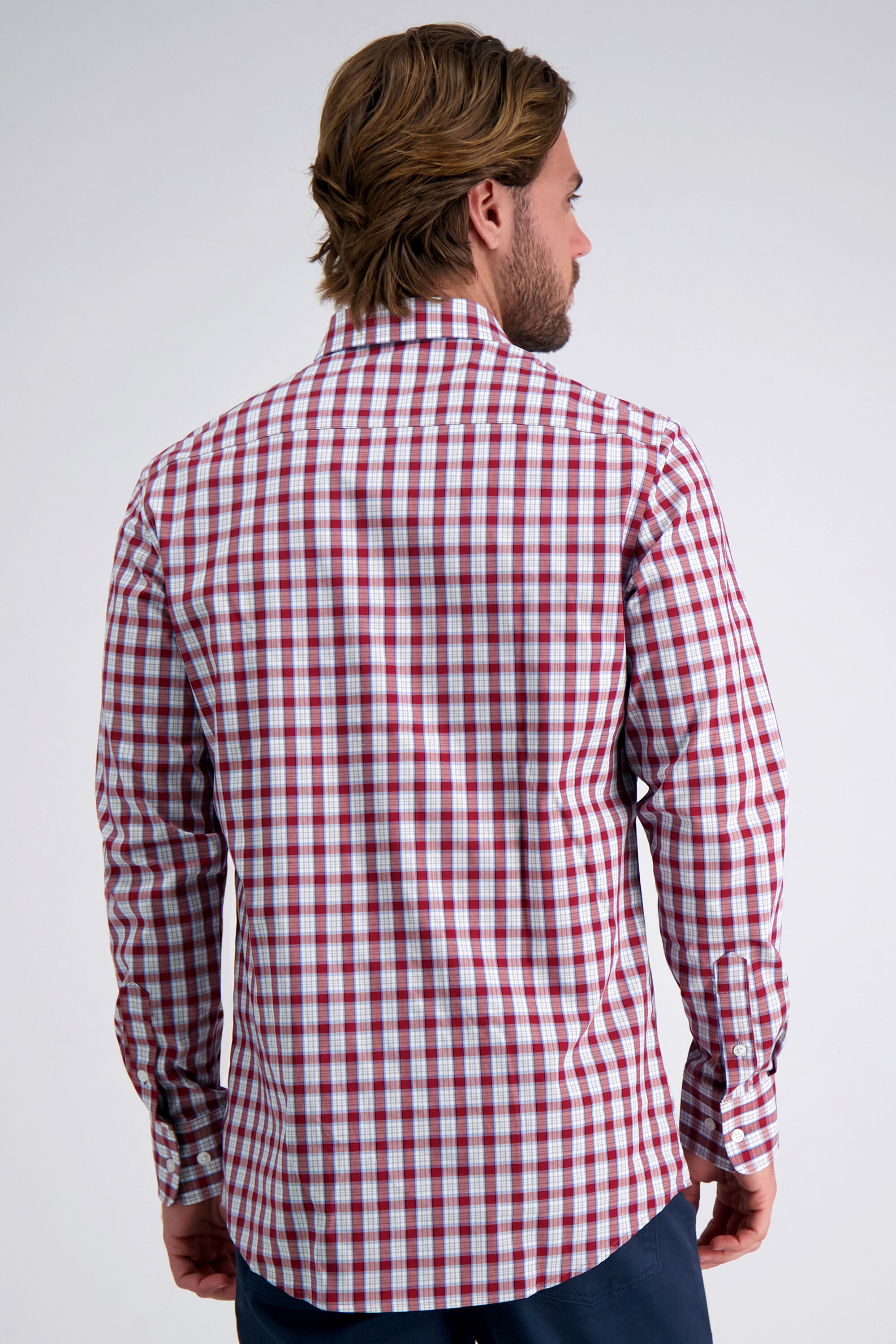 Red plaid dress shirt discount