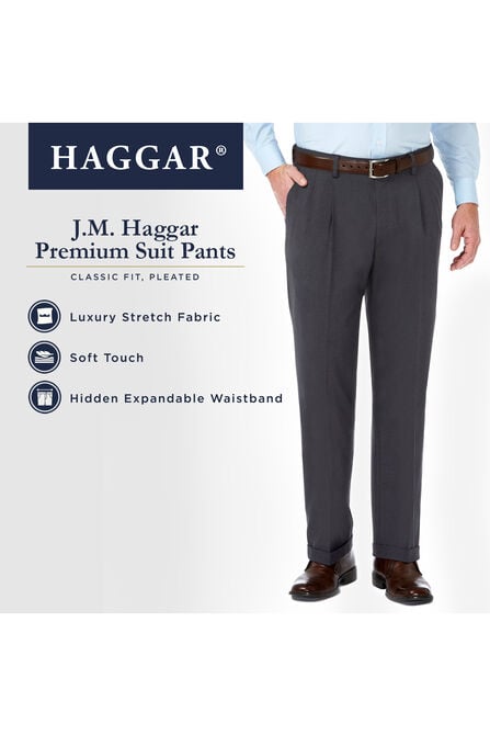 J.M. Haggar Premium Stretch Suit Pant - Pleated Front, Black view# 6