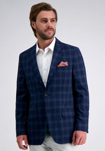 J.M. Haggar Large Check Coat, BLUE