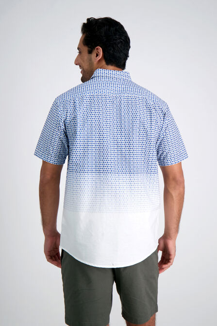 Blue Ombre Medallions Cotton Shirt, Marine Blue view# 2