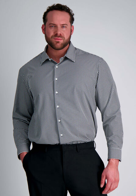 Big Smart Wash&reg; Dress Shirt - Black Check, Black