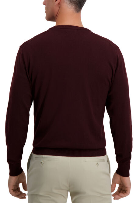 V-Neck Basic Sweater, Dark Red view# 2