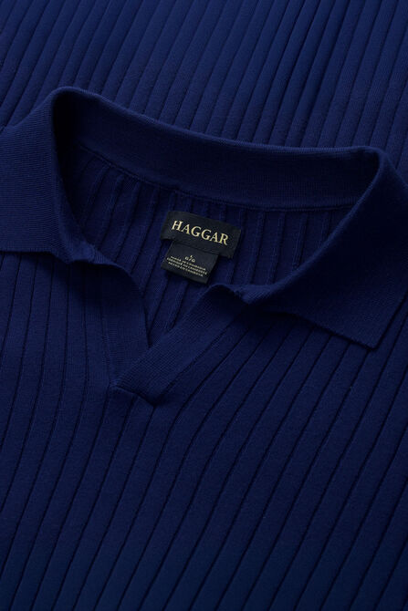 Johnny Collar Ribbed Sweater, Glacier Blue view# 4
