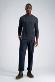 Long Sleeve Aran Cable Sweater, Charcoal Htr view# 3