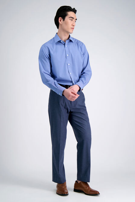 Cotton Dress Shirt -  Blue Dobby, Cobalt view# 3