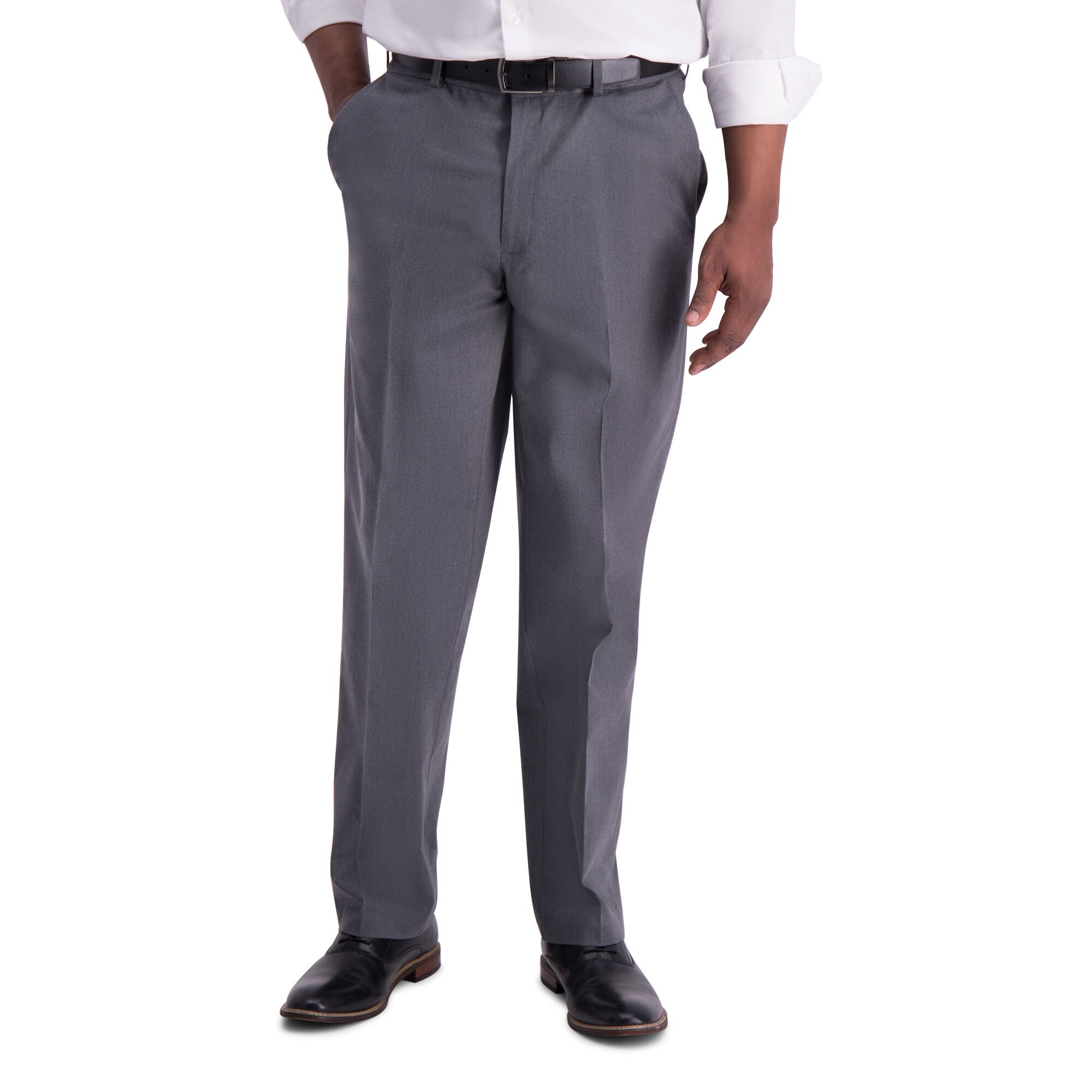 Haggar Iron Free Premium Khaki Charcoal Htr (HC01000 Clothing Pants) photo