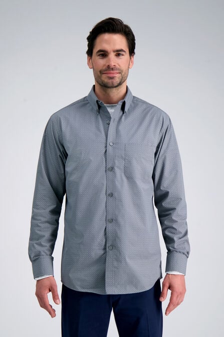 Long Sleeve Poplin Shirt, Charcoal view# 1