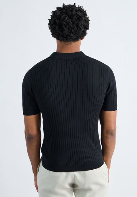 Johnny Collar Ribbed Sweater, Black