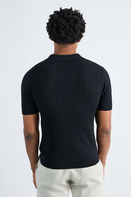 Johnny Collar Ribbed Sweater, Black view# 2