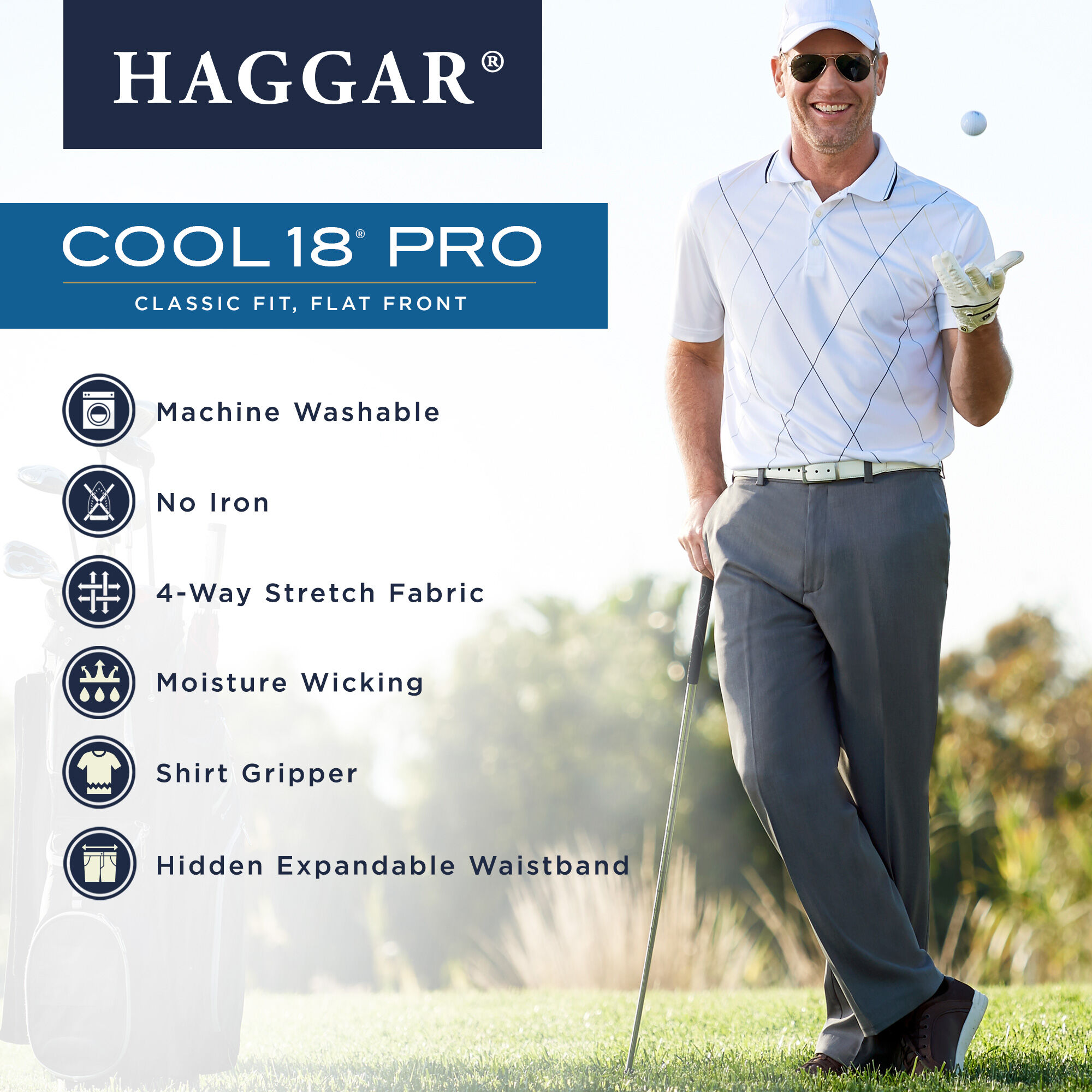 Cool 18 Pro Pant | Classic Fit, Flat Front, Stretch, No Iron Cool 18 Pro Pant | Classic Fit, Flat Front, Stretch, No Iron