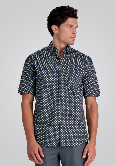 Short Sleeve Button Down Shirt, Silver