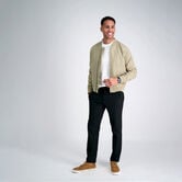 Stretch Gabardine Solid Full-Zip Bomber Jacket, Tan view# 5