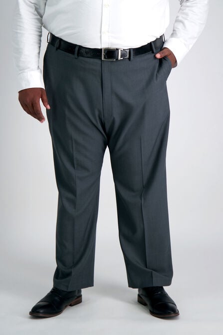 Big &amp; Tall Travel Performance Stria Tic Weave Suit Pant, Dark Heather Grey view# 1