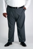 Big &amp; Tall Travel Performance Stria Tic Weave Suit Pant, Dark Heather Grey view# 1
