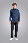 Long Sleeve Floral Pique Shirt, Navy view# 3