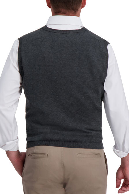 Basic V-Neck Sweater Vest, Sangria view# 2