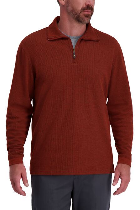 Quarter Zip Rib Knit Sweater,  Rusted Orange view# 1