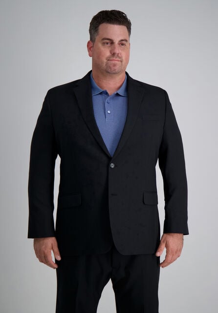 Big &amp; Tall Travel Performance Heather Twill Suit Jacket, Black