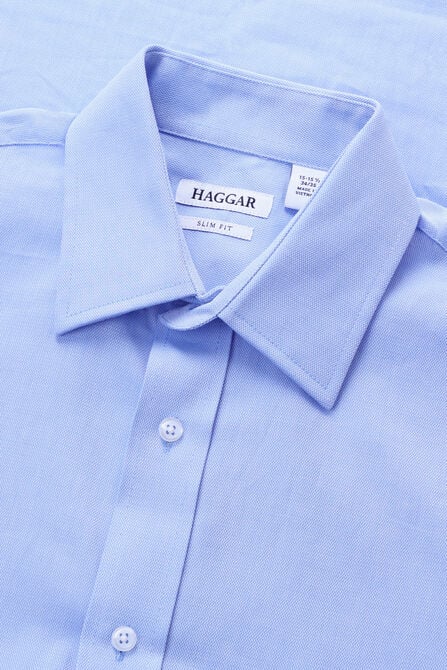 Premium Comfort Dress Shirt - Blue Herringbone, Blue view# 4