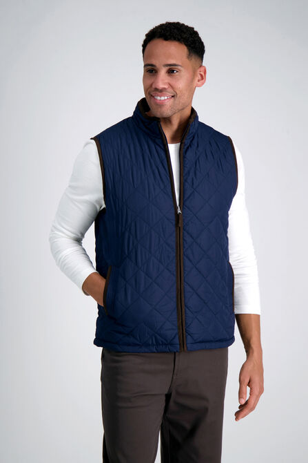 Diamond Quilted Puff Vest , Navy view# 1