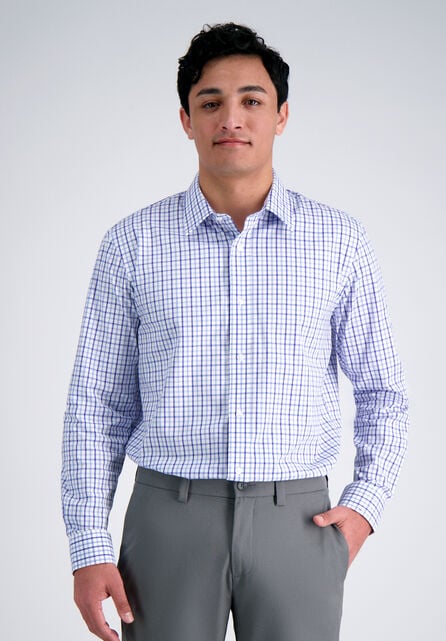 Premium Comfort Dress Shirt - Tonal Blue Check, Medium Blue