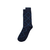 Minimalitistic Overplaid Socks, Navy view# 1