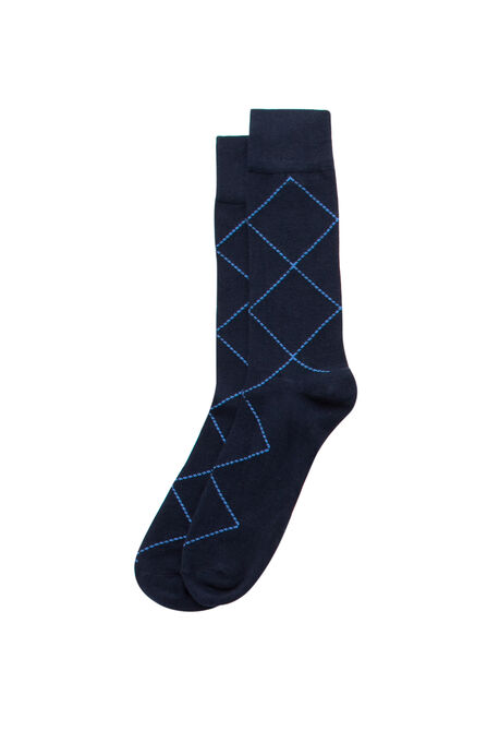 Minimalitistic Overplaid Socks, Navy view# 1