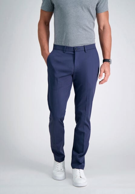 Buy Men Navy Slim Fit Check Flat Front Casual Trousers Online - 742735