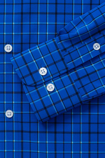 Smart Wash&trade; Dress Shirt - Blue Check, Medium Blue view# 5