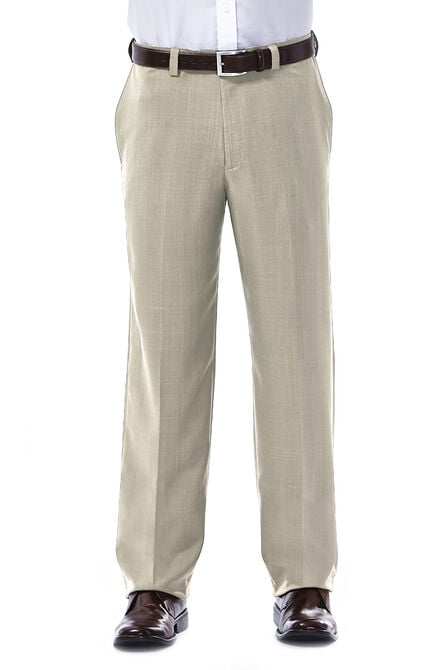 Haggar Regular Fit Solid Beige Khaki Chinos Flat Front Washable