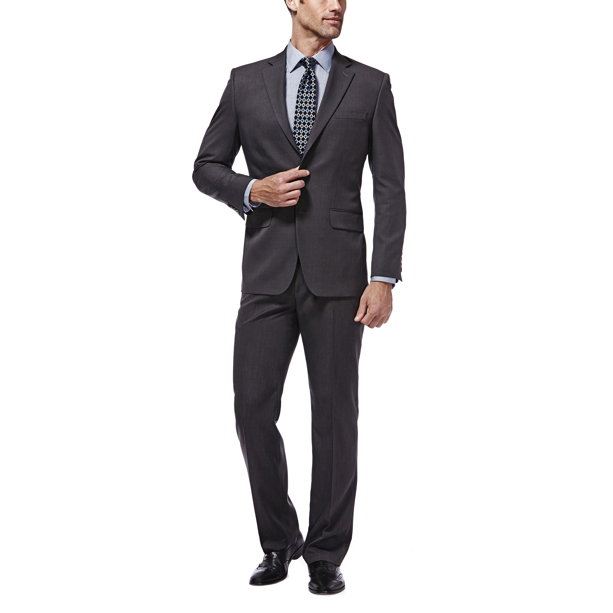 Haggar Travel Performance Suit Separates Jacket Black / Charcoal (HZ70275 Clothing Suits) photo