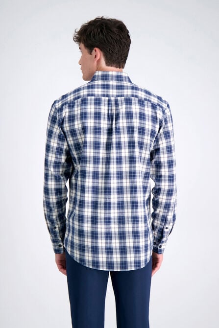 Long Sleeve Brushed Cotton Plaid Shirt , Turquoise / Aqua view# 2