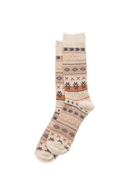 Earthy Fairisle Socks, Khaki view# 1