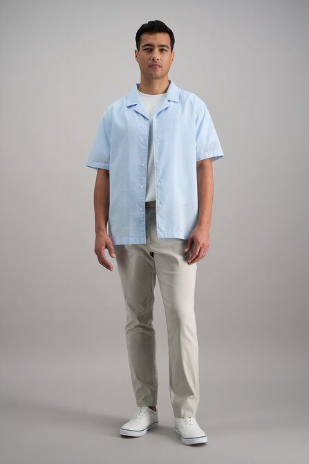 Short Sleeve Seersucker Camp Shirt, Sky view# 3