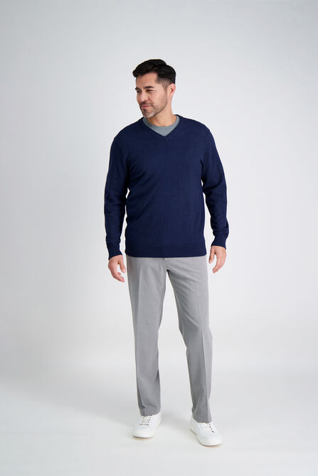 V-Neck Basic Sweater, Navy view# 4