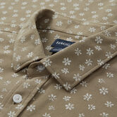 Pique Button Down Shirt - Floral Stamp, Khaki view# 5