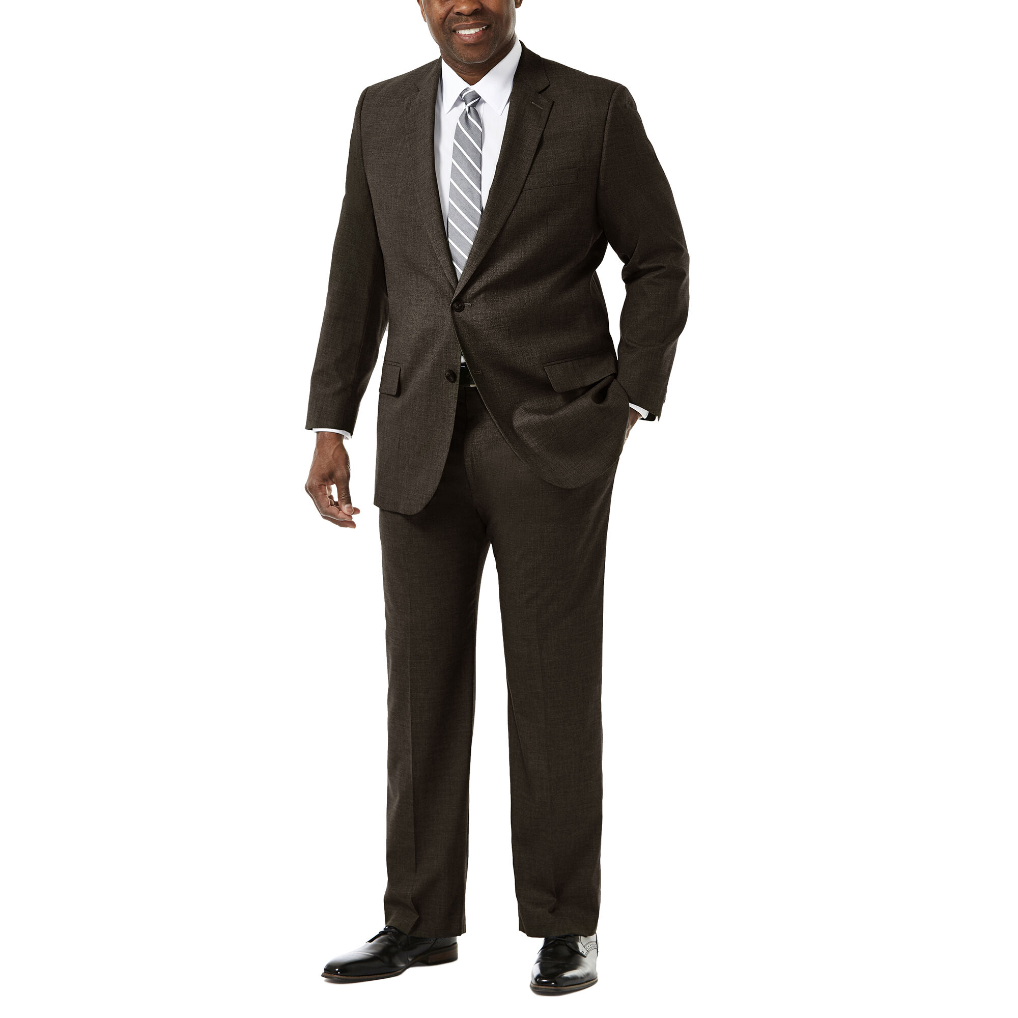 Big & Tall J.M. Haggar Premium Stretch Suit Jacket Chocolate (HZ90182 Clothing Suits) photo