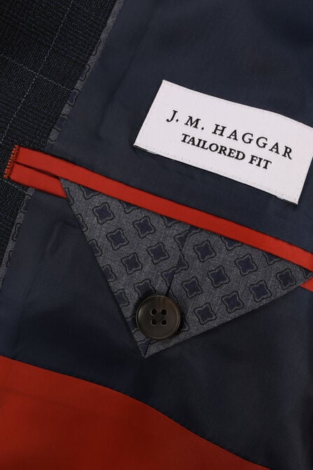 J.M. Haggar Textured Glen Plaid Sport Coat, Navy view# 3