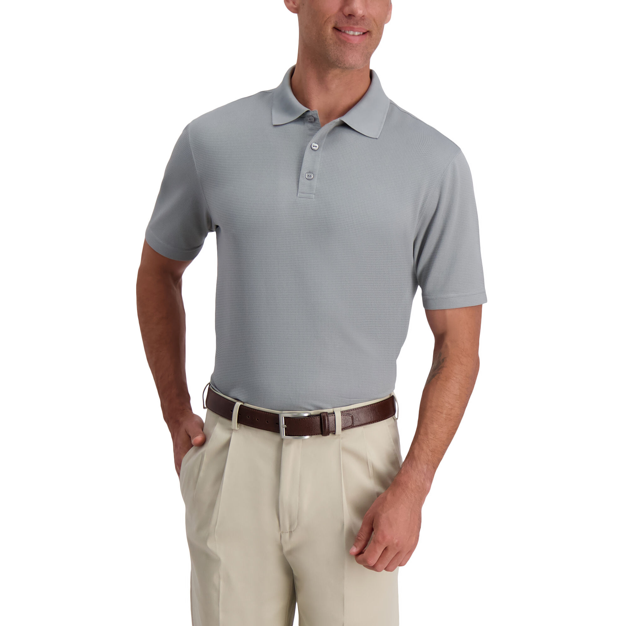 Haggar Texture Solid Polo Stainless (028235) photo