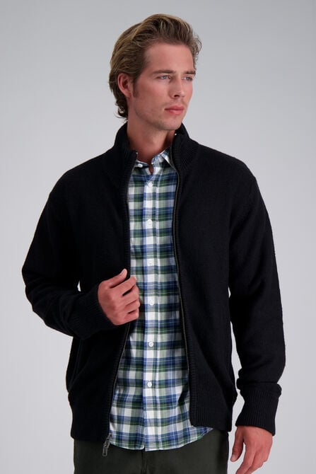 Long Sleeve Zip Sweater, Black view# 1