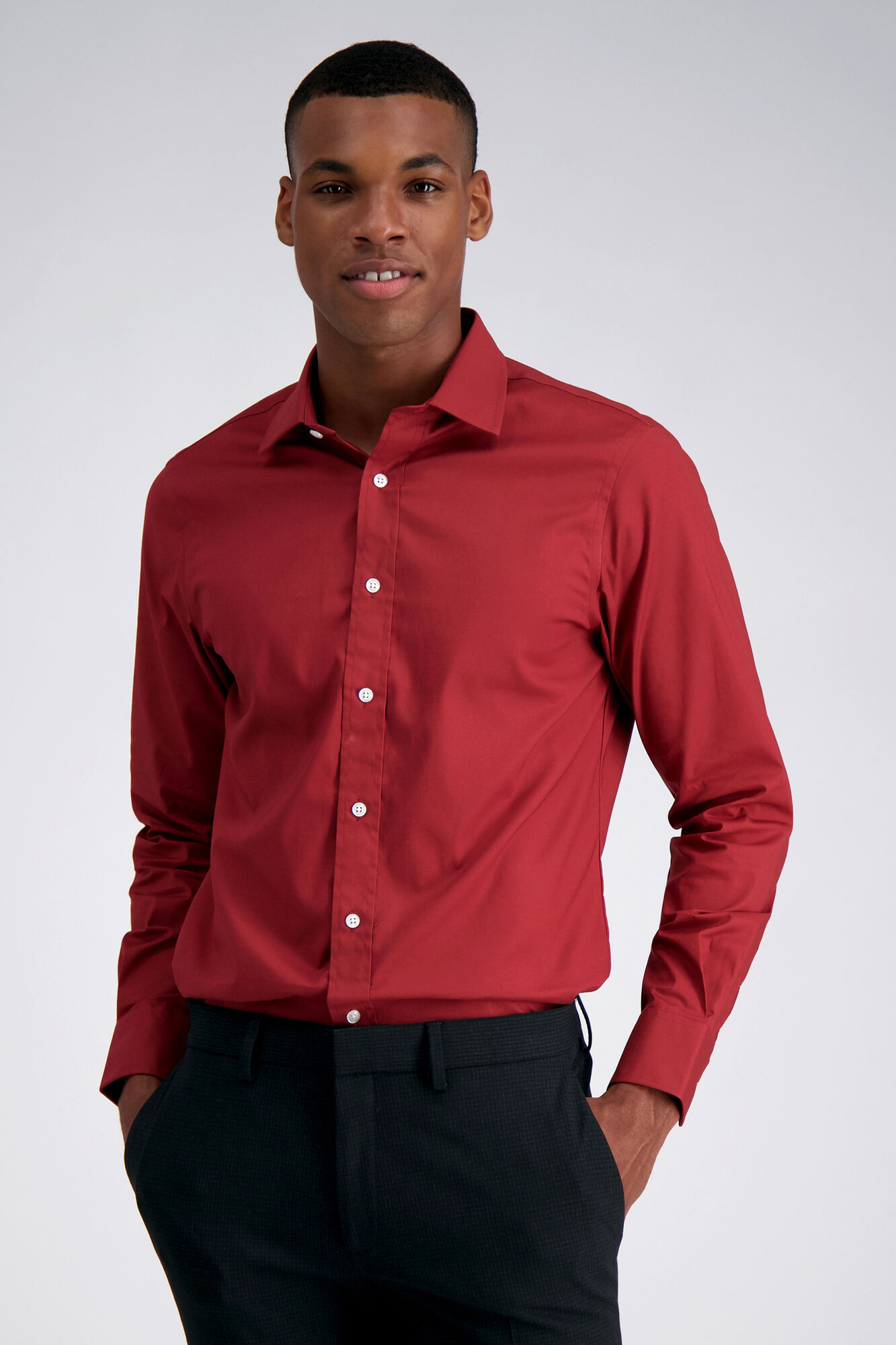 Haggar Premium Comfort Dress Shirt - Red Solid Red (HAG028HE559 Clothing Shirts & Tops) photo