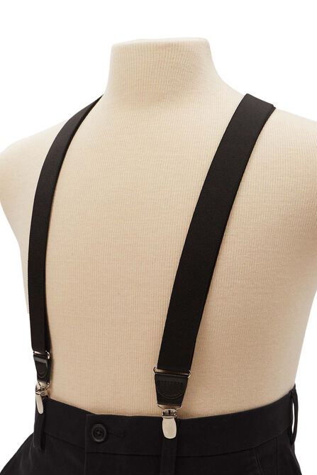 Solid Y-Back Adjustable Clip Suspender, Black view# 4