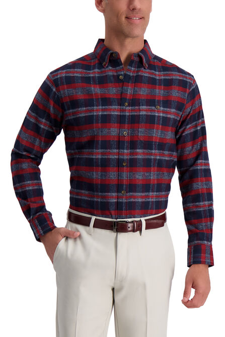 Medium Plaid Flannel Shirt, Navy view# 1