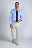 Premium Comfort Dress Shirt - Blue Herringbone , Blue view# 3