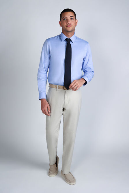 Premium Comfort Dress Shirt - Blue Herringbone , Blue view# 3