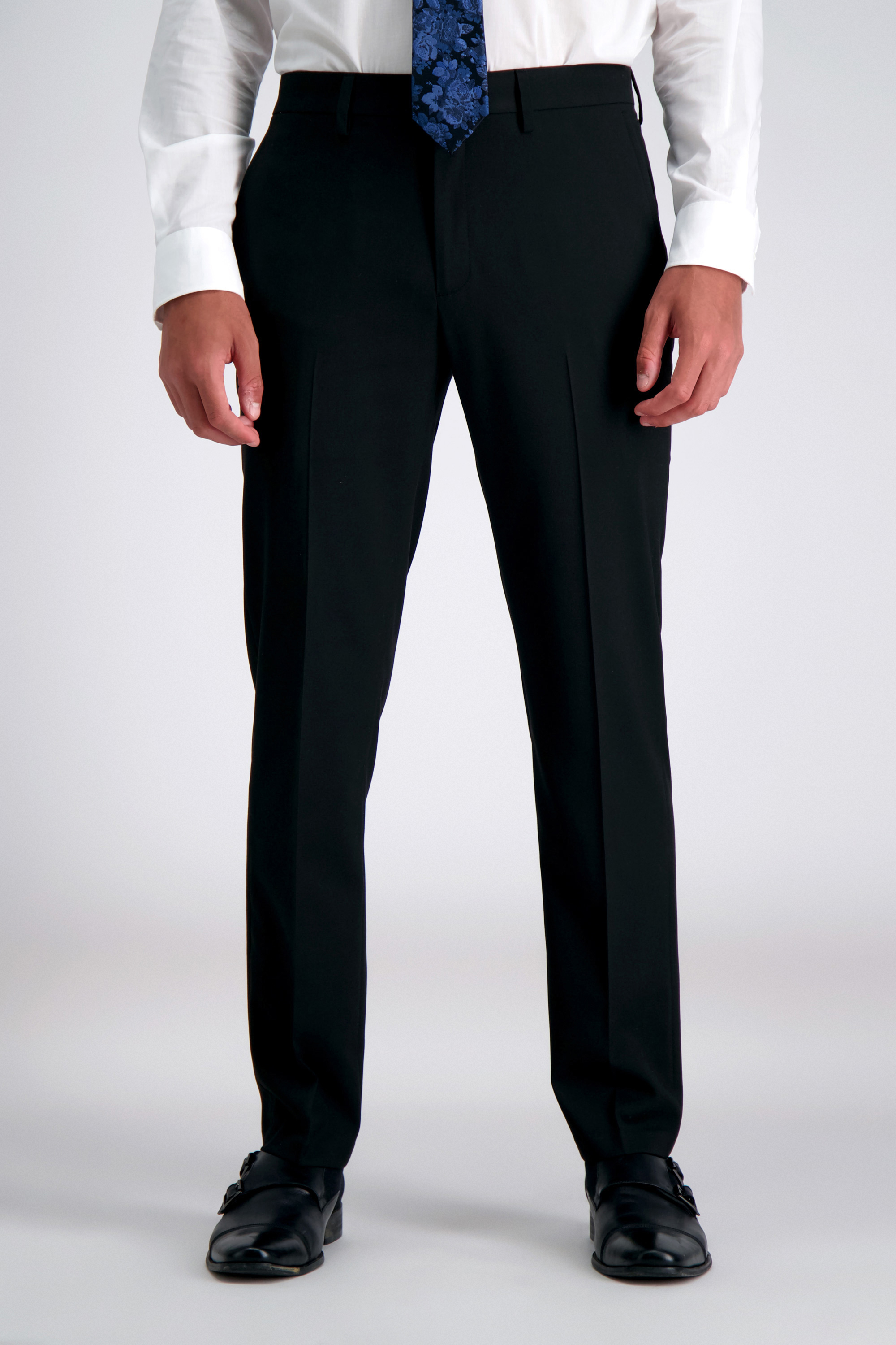 NEW J M Haggar Men's Navy Blue Luxury Comfort Chino Classic Fit Flat Front Pant 
