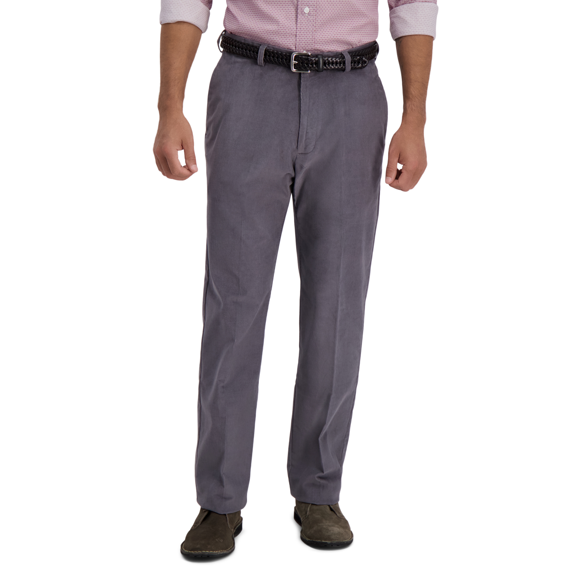 Haggar Mens Corduroy Classic Fit Flat Front Expandable Waistband Pant